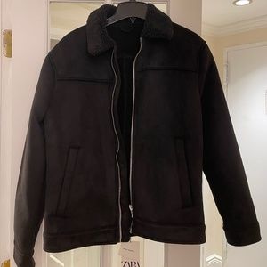 DOUBLE FACED FAUX SUEDE JACKET BLACK - REF. 6318/352 - SMALL